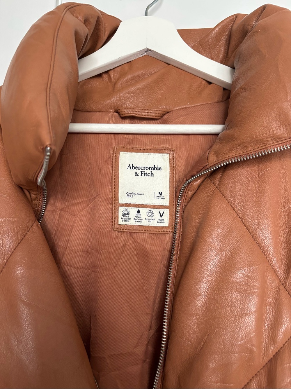 Abercrombie & Fitch Women's Diamond Puffer - Vegan Leather - Tan - Medium - Picture 4 of 12